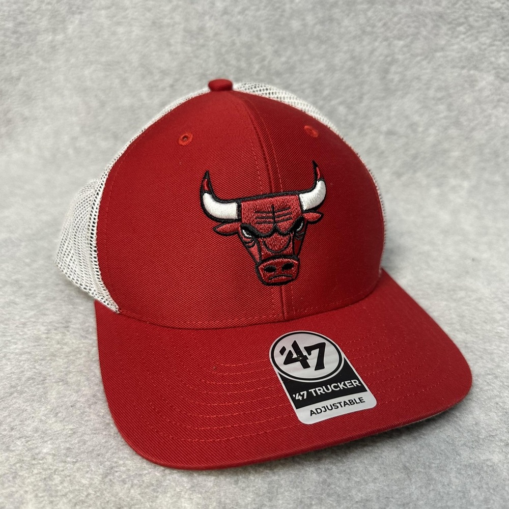 Chicago Bulls Hat Cap‎ Snap Back Red White Trucker NBA Basketball Mens OSFA